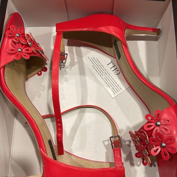 G.I.L.I. Floral Ankle Strap Sandal Gliona Crimson Nappa - Picture 6 of 7